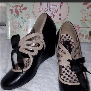Vintage inspired retro wedge heels